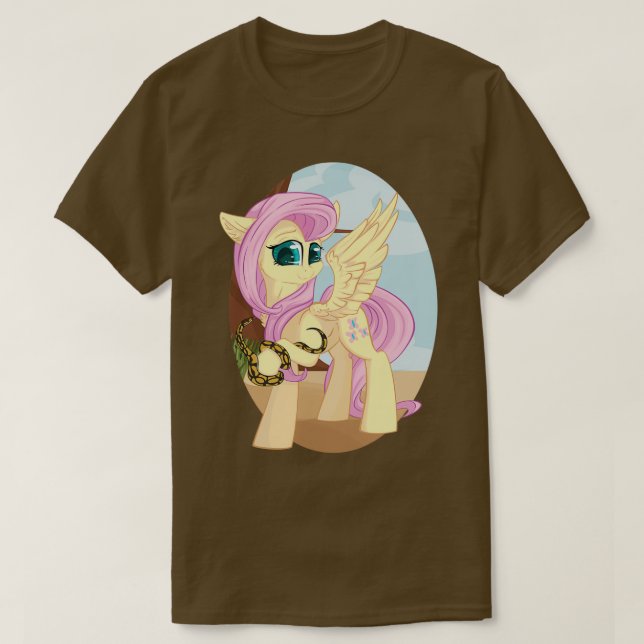 Fluttershy with Ball Python MS Paint Gleamy Dreams T-Shirt (Design Front)