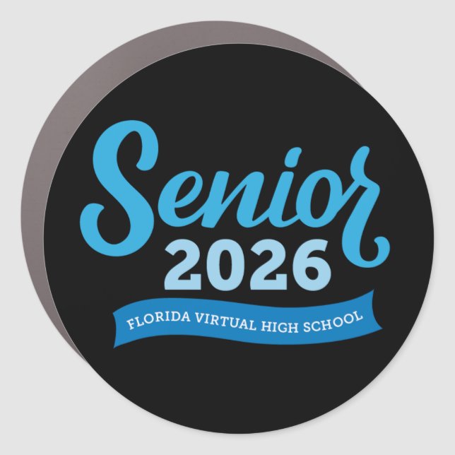FLVS Senior 2026 Car Magnet (round, black) (Front)