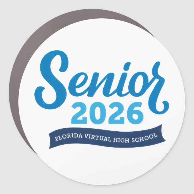 FLVS Senior 2026 Car Magnet (round, white) (Front)