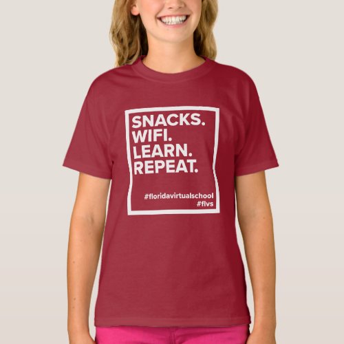 FLVS Snacks WiFi Learn Repeat T_Shirt Berry
