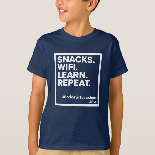 FLVS Snacks WiFi Learn Repeat T_Shirt Navy