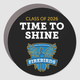 FLVS Time to Shine Car Magnet (round, black)