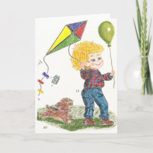 Fly a kite blank greeting card
