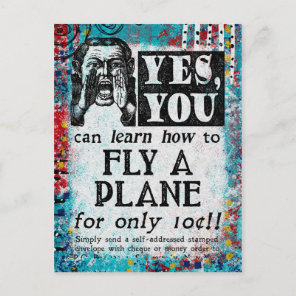 Fly A Plane - Funny Vintage Ad Postcard