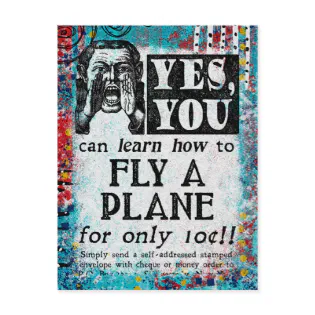 Fly A Plane - Funny Vintage Ad Postcard Fly A Plane - Funny Vintage Ad Postcard
