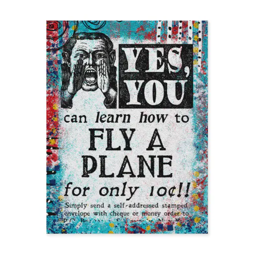 Fly A Plane - Funny Vintage Ad Postcard