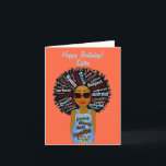 Fly African American Sister Happy Birthday Card<br><div class="desc">This cool Birthday card features an African American woman with inspirational word art in her hair and on her jean's romper.  Get this card with a lot of personality for your sister on her birthday.</div>