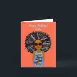 Fly African American Sister Happy Birthday Card<br><div class="desc">This cool Birthday card features an African American woman with inspirational word art in her hair and on her jean's romper.  Get this card with a lot of personality for your sister on her birthday.</div>