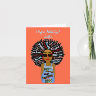 Fly African American Sister Happy Birthday Card