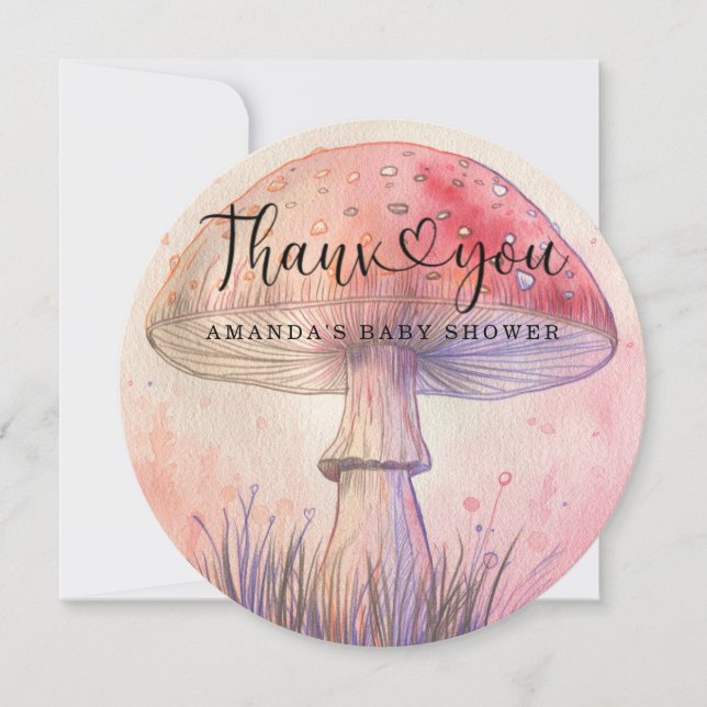 Fly agaric baby shower thank you  card (Front)