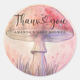 Fly agaric baby shower thank you  classic round sticker