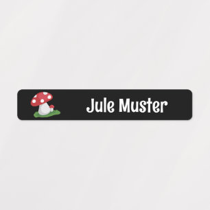 fly agaric - black   96 narrow kids' labels