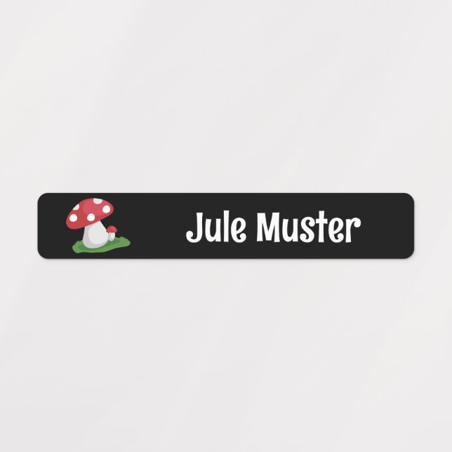 fly agaric - black | 96 narrow kids' labels (Design 1)