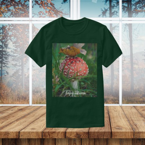 Fly agaric mushroom with green grass T_Shirt