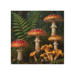 Fly Agaric Mushrooms Forest Botanical Wood Wall Art