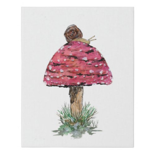 Fly Agaric Toadstool and Snail Faux Canvas Print
