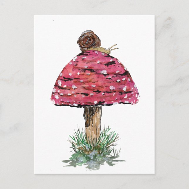 Fly Agaric Toadstool and Snail Postcard (Front)