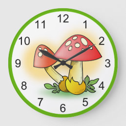 Fly Amanita Muscaria Magic Mushrooms Colorful Large Clock