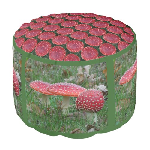 Fly Amantis Toadstools  Pattern Top Round Poof  Pouf