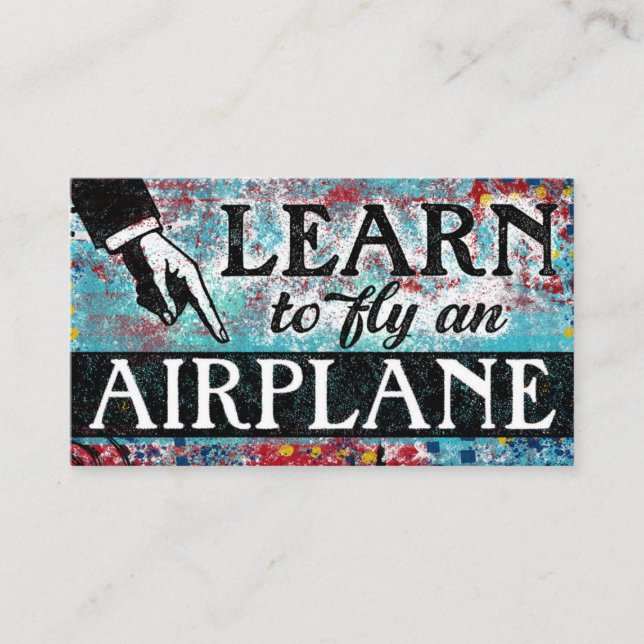 Fly An Airplane Lessons - Aqua Blue Business Cards (Front)