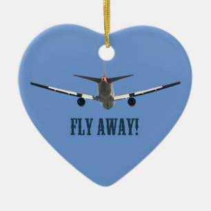 Fly away airplane ceramic ornament