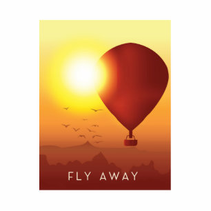 Fly Away Hot air balloon evening sky Cutout