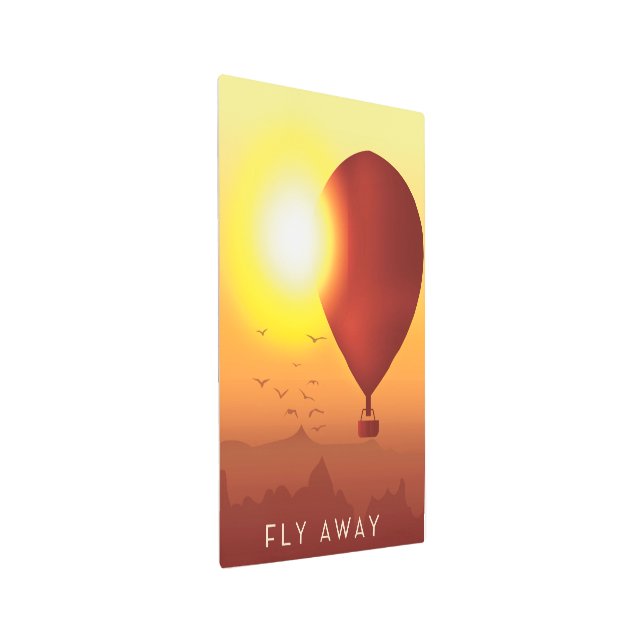 Fly Away Hot air balloon evening sky Metal Print (Angled)