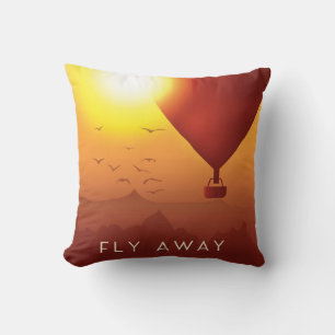 Fly Away Hot air balloon evening sky Throw Pillow