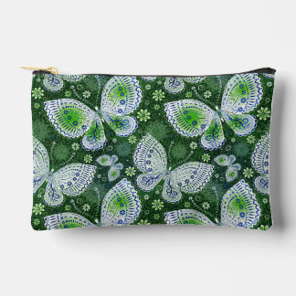 Fly Away Paisley Butterfly Print Green Accessory Pouch