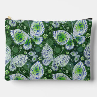 Fly Away Paisley Butterfly Print Green Accessory Pouch