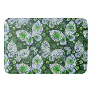 Fly Away Paisley Butterfly Print Green  Bath Mat