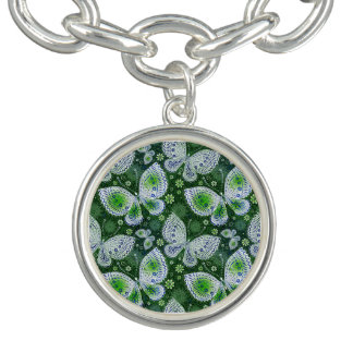 Fly Away Paisley Butterfly Print Green  Bracelet
