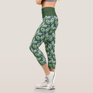 Fly Away Paisley Butterfly Print Green Capri Leggings