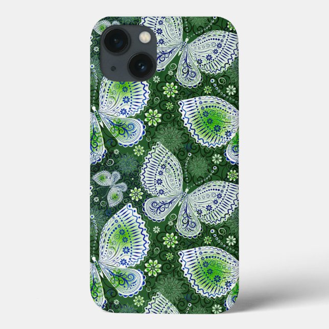 Fly Away Paisley Butterfly Print Green  Case-Mate iPhone Case (Back)