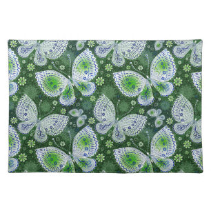 Fly Away Paisley Butterfly Print Green Cloth Placemat