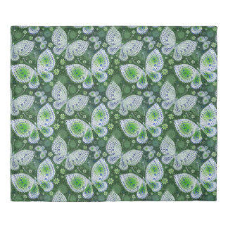 Fly Away Paisley Butterfly Print Green  Duvet Cover
