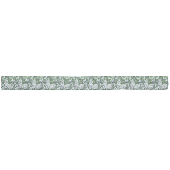 Fly Away Paisley Butterfly Print Green  Elastic Hair Tie (Unwrapped)