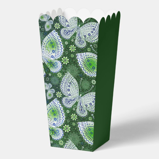 Fly Away Paisley Butterfly Print Green  Favor Boxes (Back)