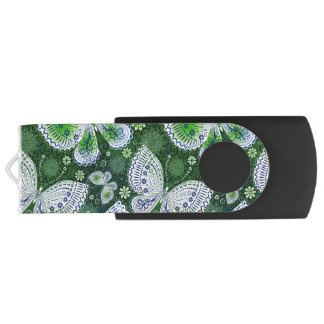 Fly Away Paisley Butterfly Print Green Flash Drive