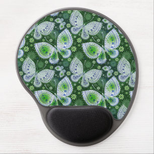 Fly Away Paisley Butterfly Print Green Gel Mouse Pad