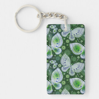 Fly Away Paisley Butterfly Print Green Keychain