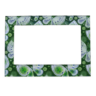 Fly Away Paisley Butterfly Print Green  Magnetic Frame