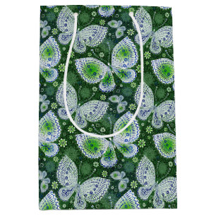 Fly Away Paisley Butterfly Print Green Medium Gift Bag