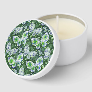Fly Away Paisley Butterfly Print Green Mini Candle Favors