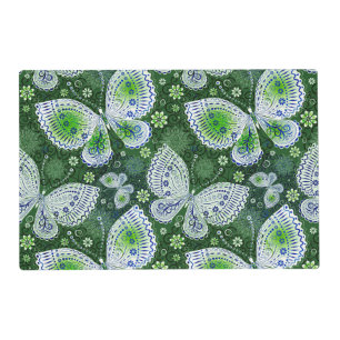 Fly Away Paisley Butterfly Print Green Placemat