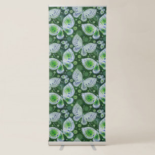 Fly Away Paisley Butterfly Print Green  Retractable Banner