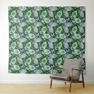 Fly Away Paisley Butterfly Print Green Tapestry