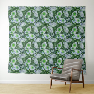 Fly Away Paisley Butterfly Print Green Tapestry