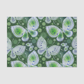 Fly Away Paisley Butterfly Print Green  Tissue Paper