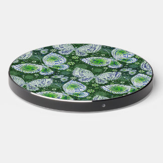 Fly Away Paisley Butterfly Print Green  Wireless Charger